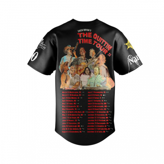 Zach Bryan The Schedule 2024 Of Time Quittin Time Tour Personalized Baseball Jersey - Image 3